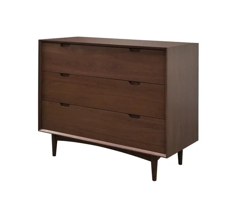 Three-Drawer Walnut Chest Of Drawers – Scandinavian-Inspired Bedroom Storage 1