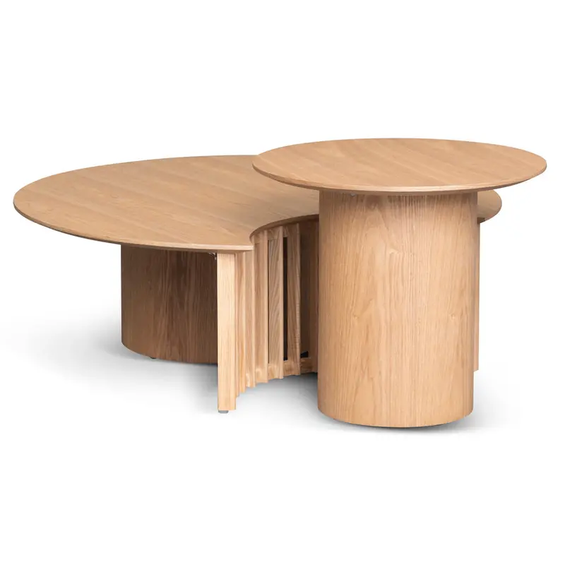 Three-Piece Natural Wood Nesting Table Set 1