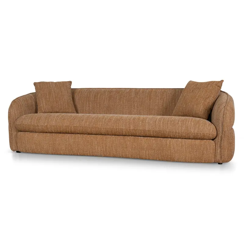 Three-Seater Sofa In Ginger Brown Upholstery 1