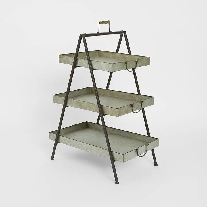 Three-Tier Zinc Garden Tray – Rustic Industrial Style 1