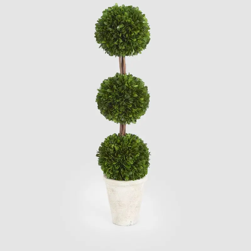 Triple-Sphere Boxwood Topiary – Preserved Green 1