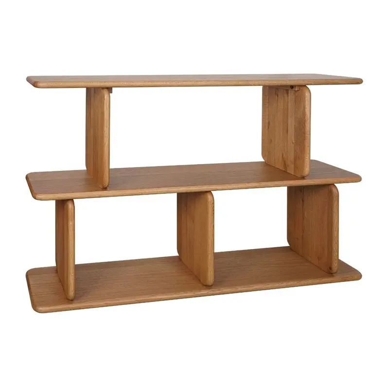 Tudor Oak 2-Tier Shelving Unit – Natural Wood Display Stand 1