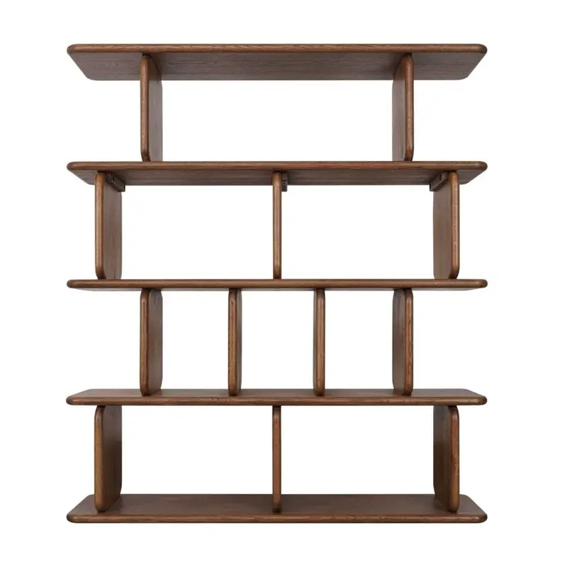Tudor Oak 4-Tier Shelving Unit – Walnut Finish 1