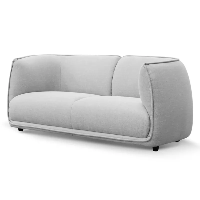 Two-Seater Light Grey Textured Fabric Sofa 1