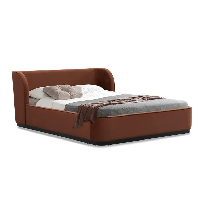 Umber Orange Upholstered Queen Bed Frame 1