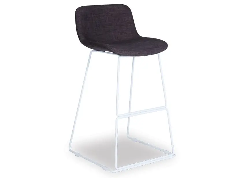 Umbria Stool: White Base With Charcoal Fabric Seat 1