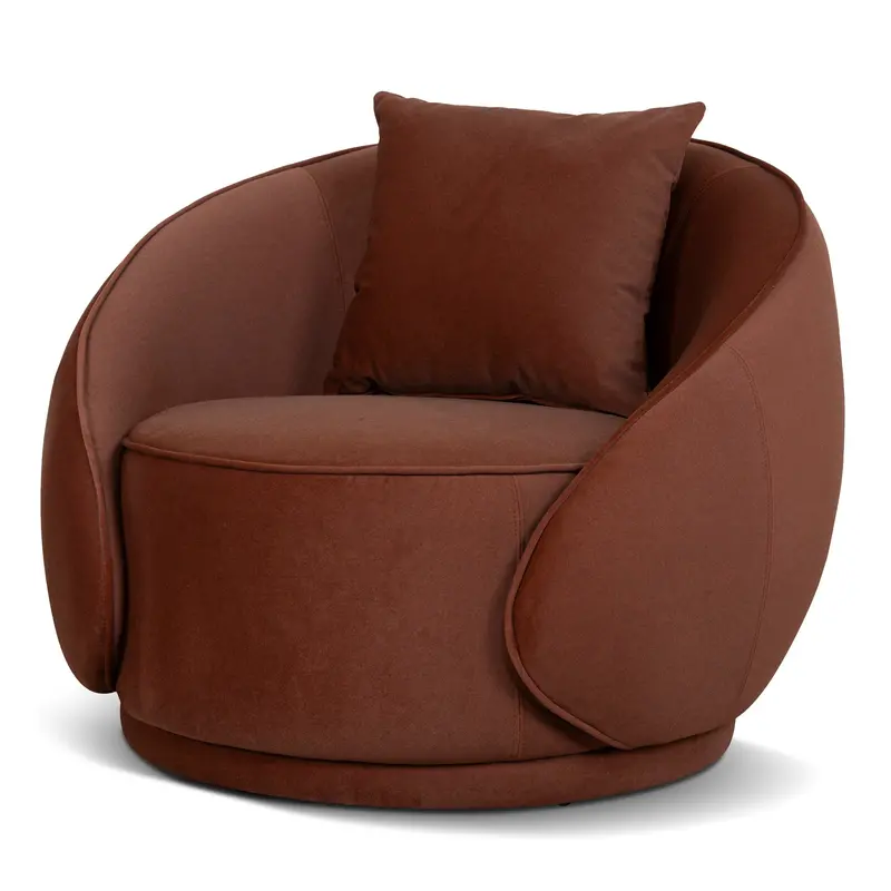 Upholstered Fabric Armchair In Red Bronze 1