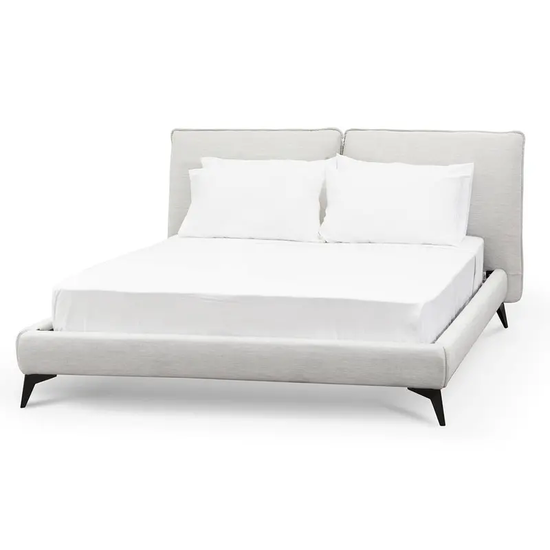 Upholstered King Bed In Pearl Grey Fabric 1