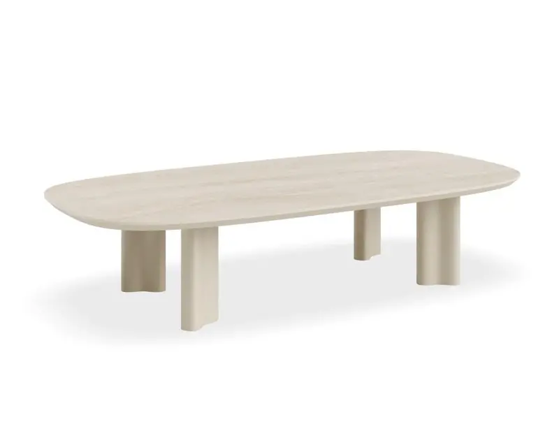 Vela Outdoor Coffee Table – Latte Frame With Dune Ceramic Surface 1