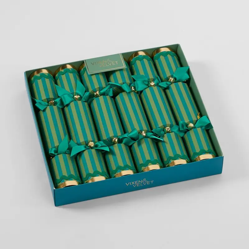 Verdant Striped Christmas Crackers 1