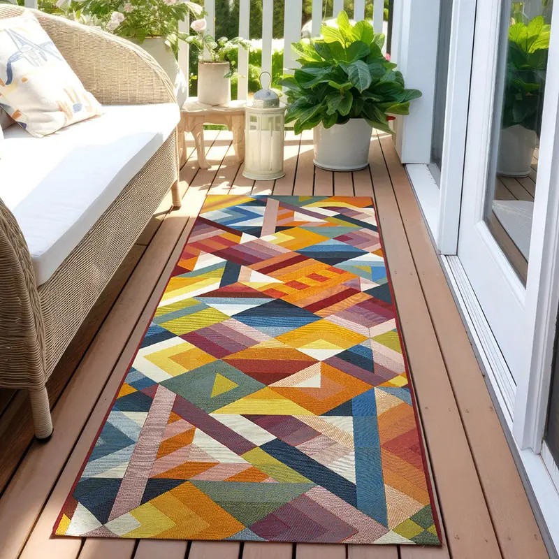 Vista Geo Abstract Runner Rug – Bold Multicolor Layout 1