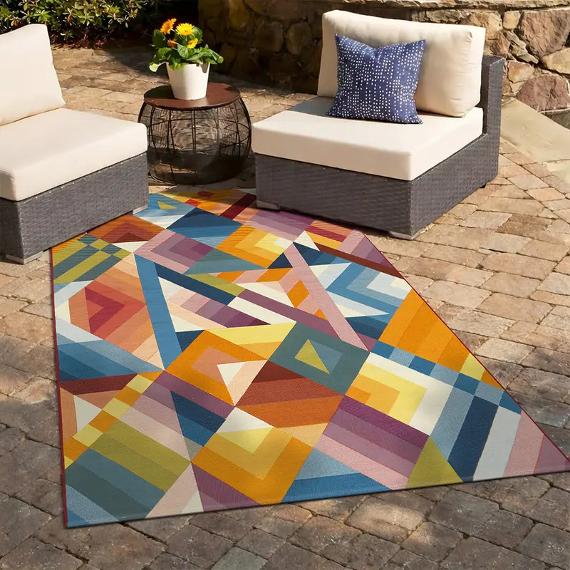 Vista Geo Flatweave Area Rug – Artistic Multicolor Design 1