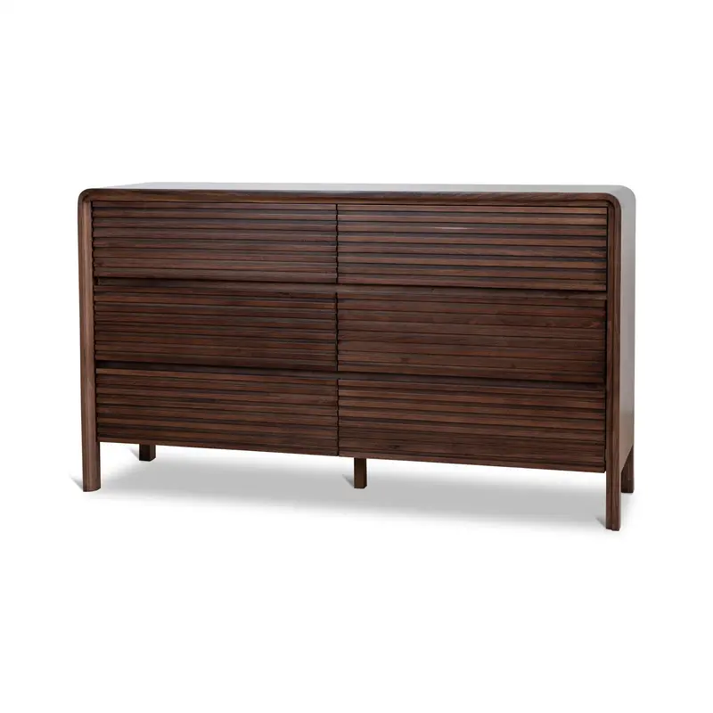 Walnut Dresser Unit – Spacious 6-Drawer Storage Solution 1