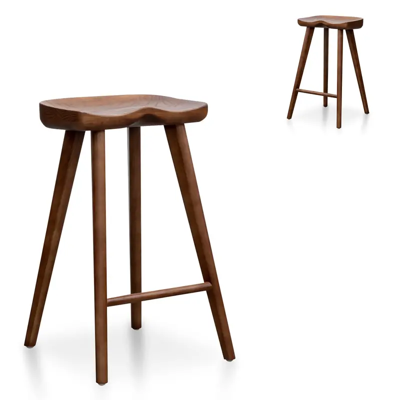 Walnut Wooden Bar Stools – 65Cm – Set Of 2 1