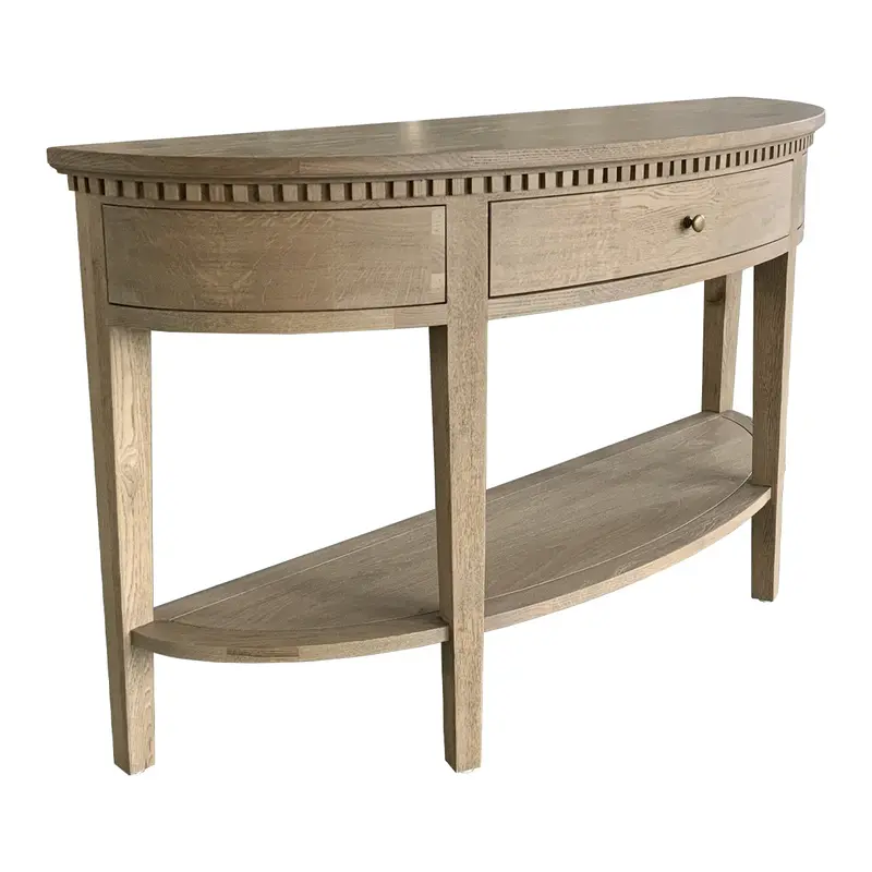 Weathered Oak Curved Console – Breton Series 1