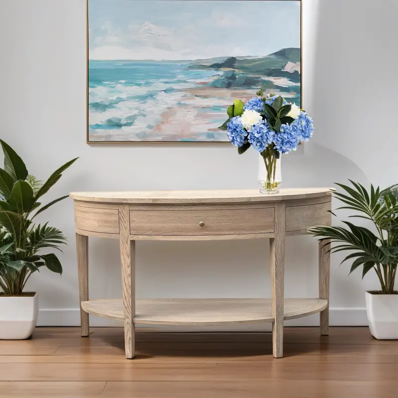 Weathered Oak Curved Console Ii – Breton Variant 1