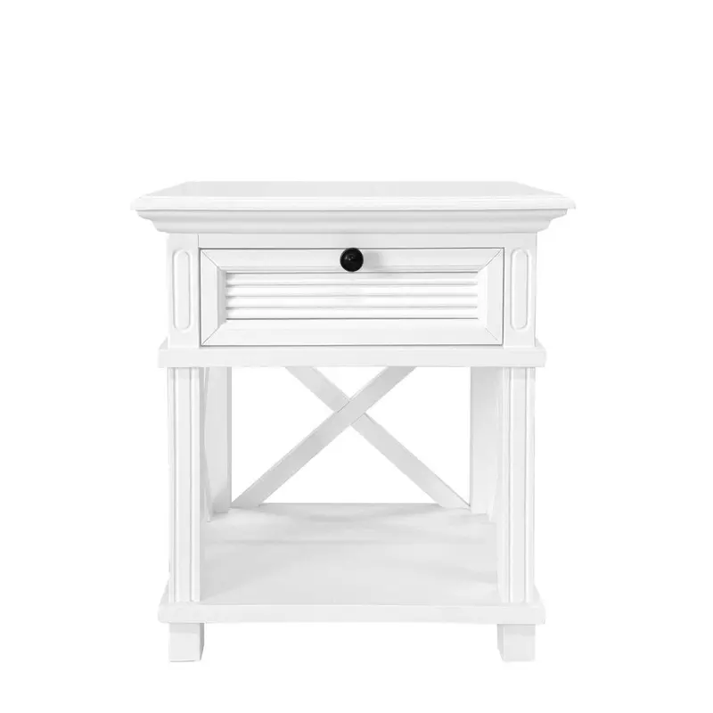 West Beach White Hamptons Bedside Table Featuring Drawer 1