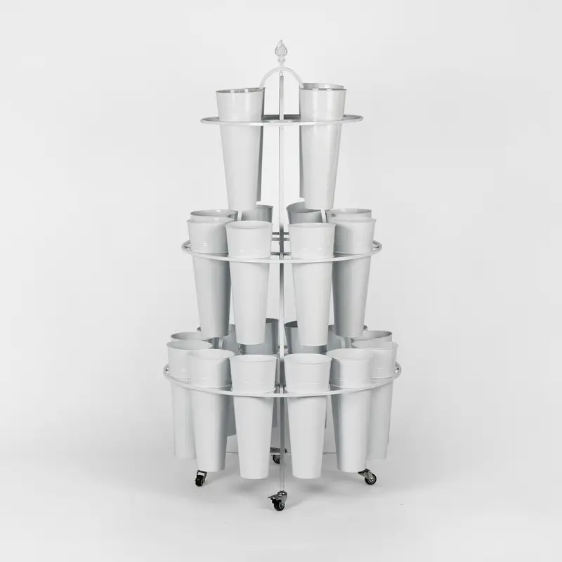 White 24-Slot Flower Bucket Stand 1