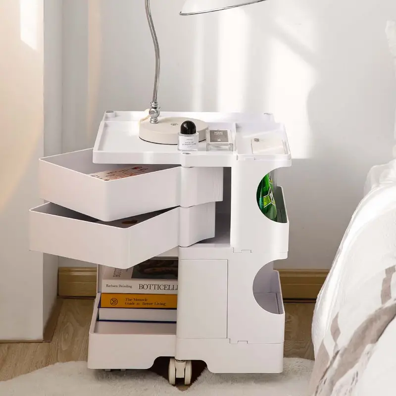 White 3-Tier Mobile Storage Cart – Boby-Style Bedside Trolley By Artissin 1