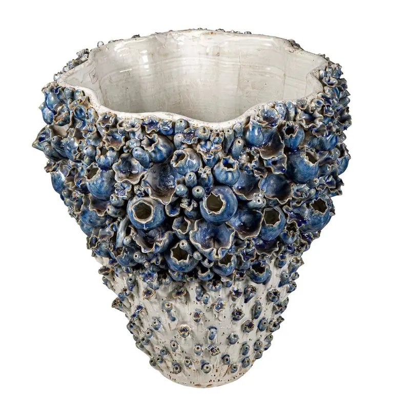 White-And-Blue Floral Accent Ceramic Vase 1