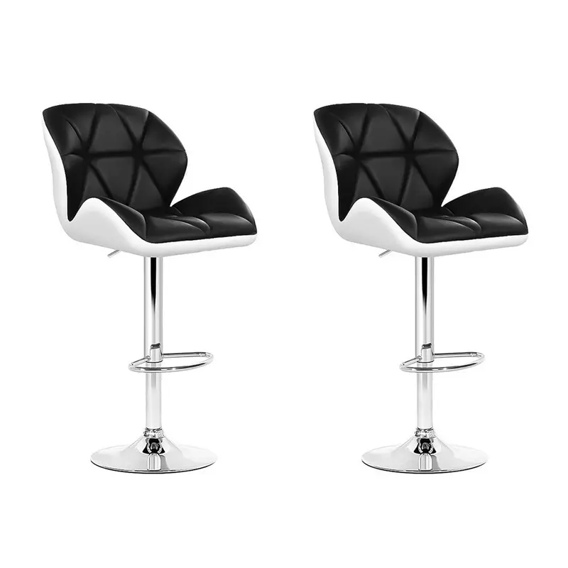 White, Black & Chrome Kitchen Bar Stools (2-Pack) 1