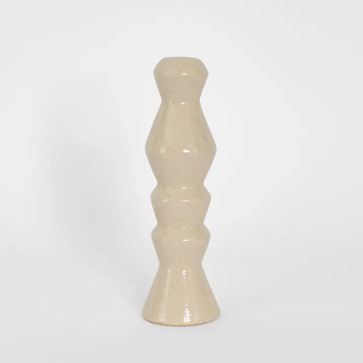White Boulder-Style Ceramic Candle Stand By Lume 1