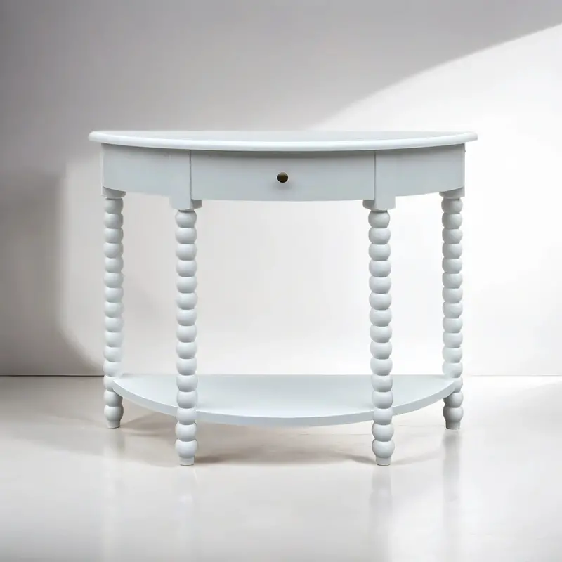 White Curved Console Table – Bobbin Collection, 100Cm 1