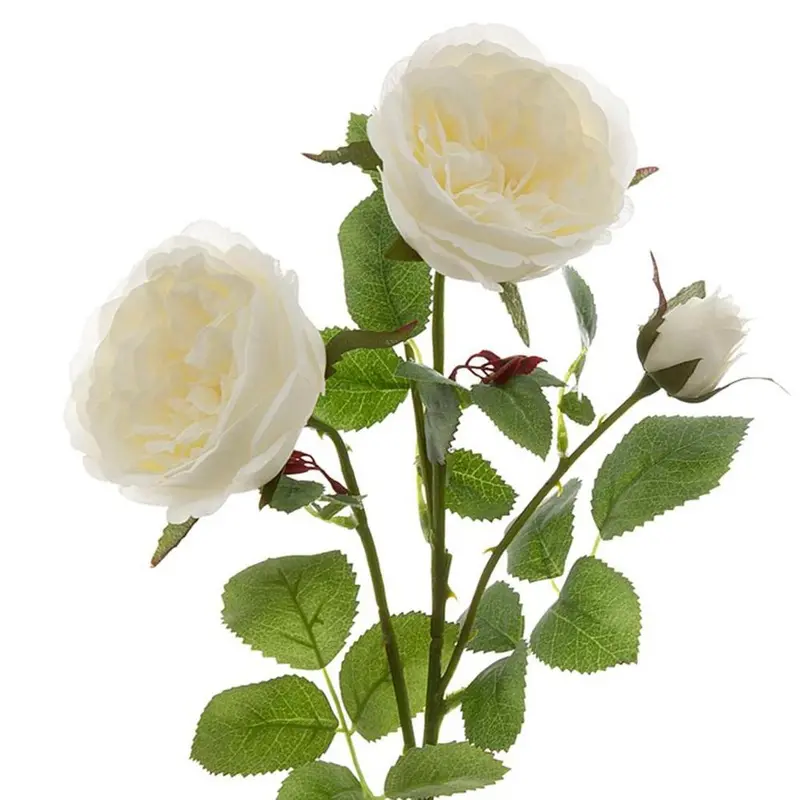 White David Austin English Rose – 55Cm Premium Silk Floral Stem 1