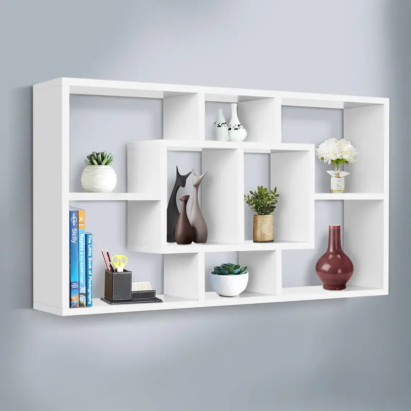 White Floating Wall Shelf – Modern Diy Mount Book Display Rack For Living Room Or Bedroom 1