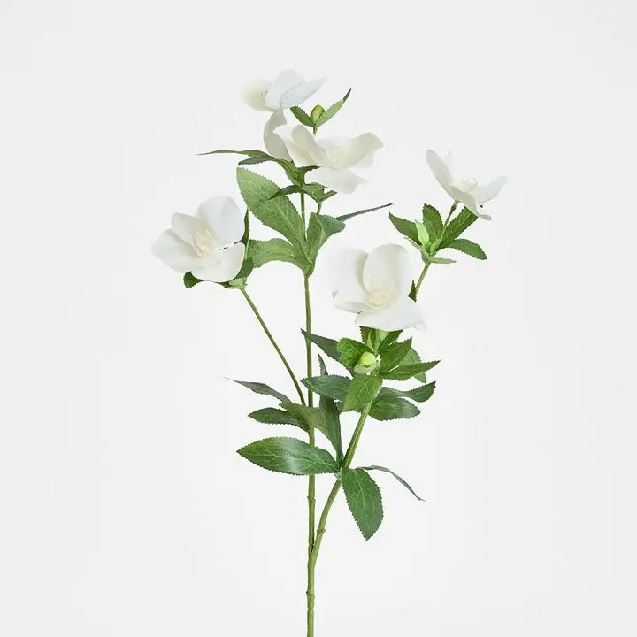 White Helleborus Artificial Flower Spray – 72Cm 1