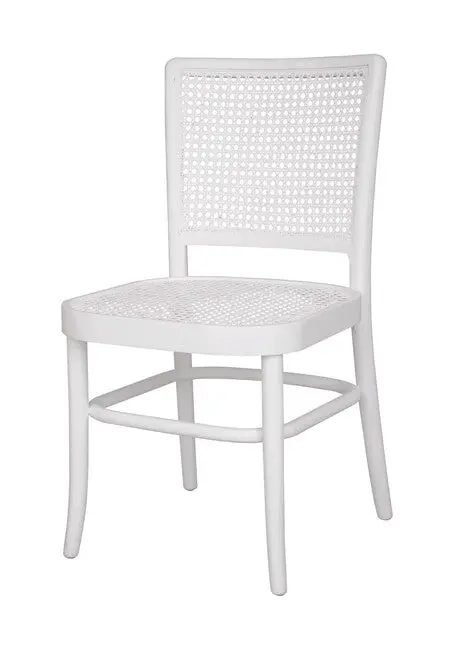 White Matte Palm Rattan Dining Chair – Lightweight Woven Seating 1