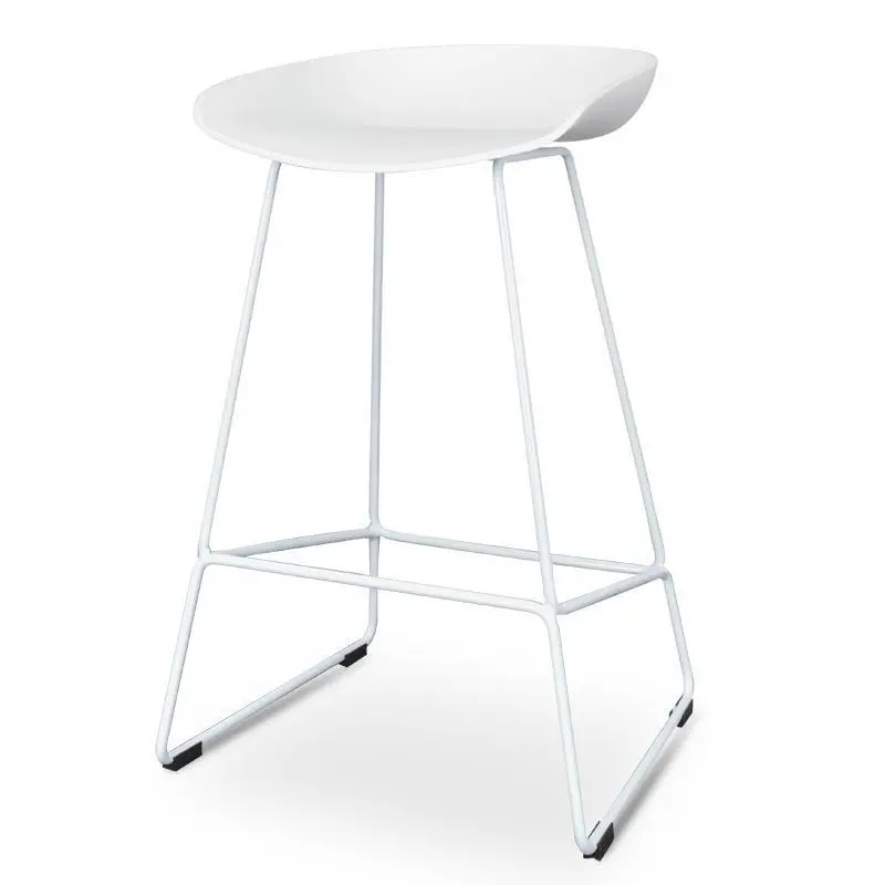 White Metal Barstool With White Seat (65Cm Height) 1