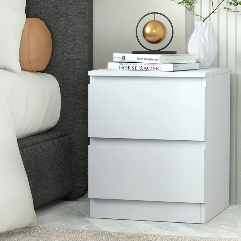 White Nightstand With Drawers And Cabinet – Bedside Table Lamp Stand 1