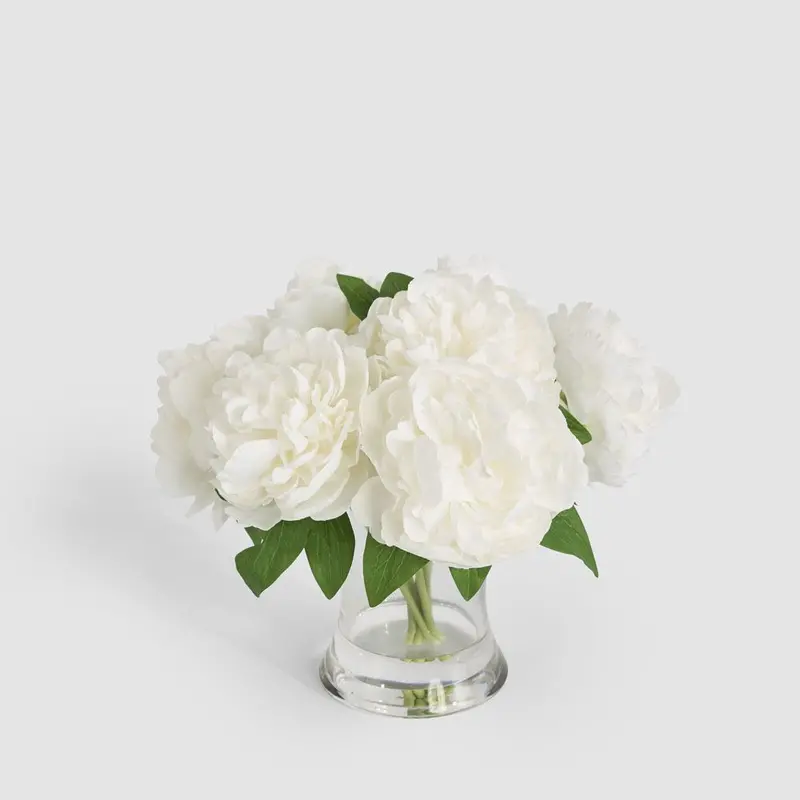 White Peonies Arranged In Water Vase 1