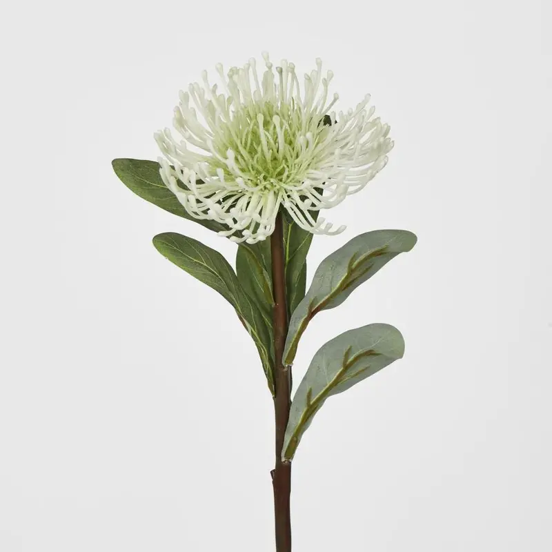 White Pincushion Protea – Lifelike Artificial Tropical Bloom 1