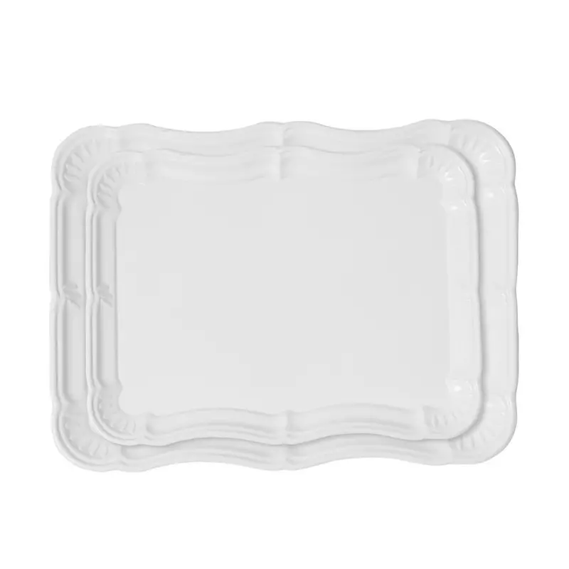 White Powder-Coated Metal Serving Trays – Set Of 2 Modern Minimalist Boards 1
