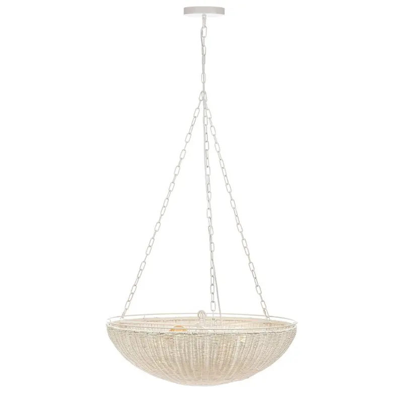 White Rattan Pendant Light – Cali Collection 1