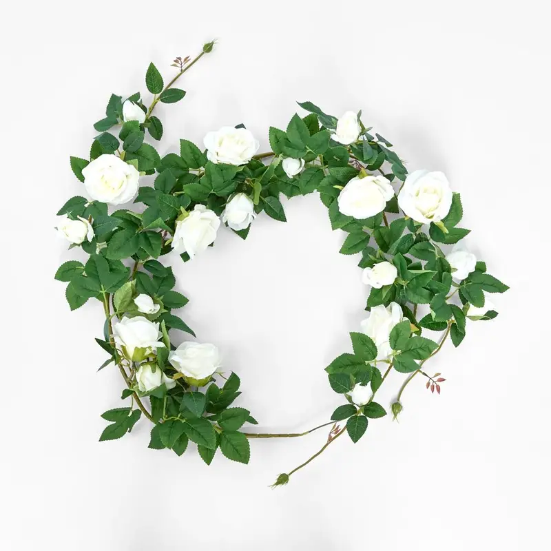 White Rose Garland – 150 Cm Length, Elegant Floral Trim 1