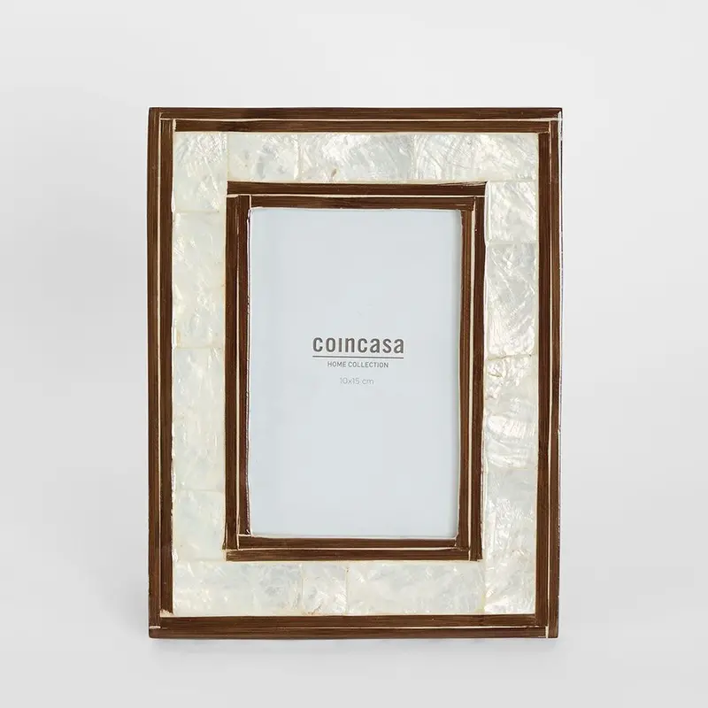 White Shell And Bamboo 4X6 Inch Photo Frame – Raya Design 1