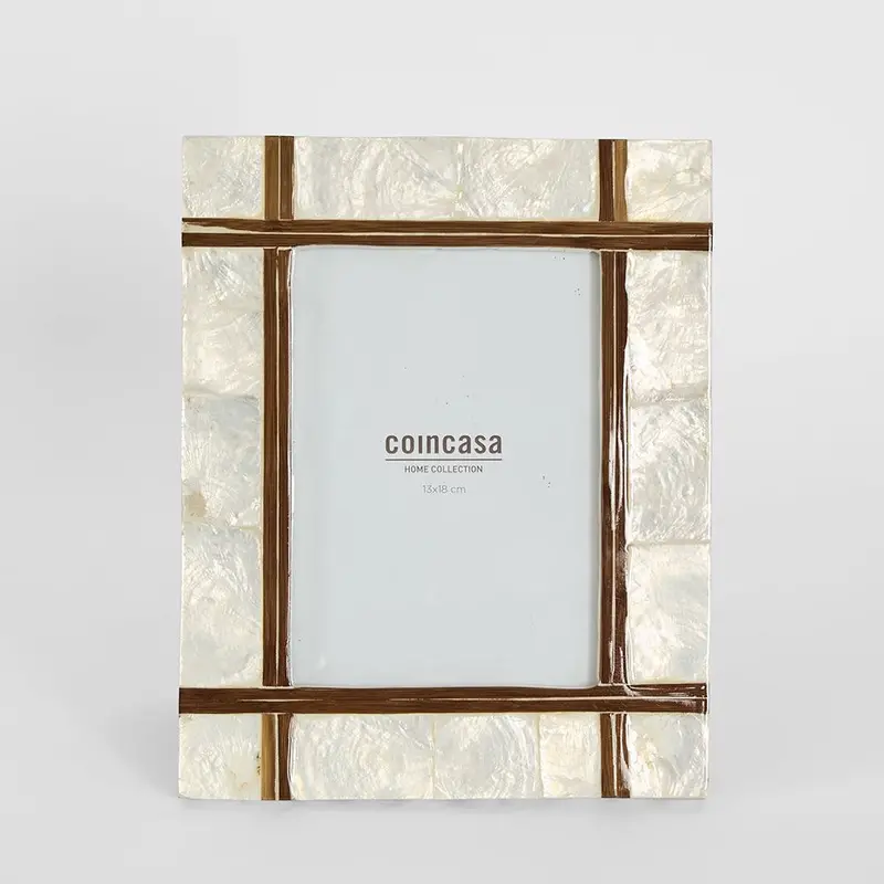White Shell And Bamboo 5X7 Inch Photo Frame – Raya Design 1