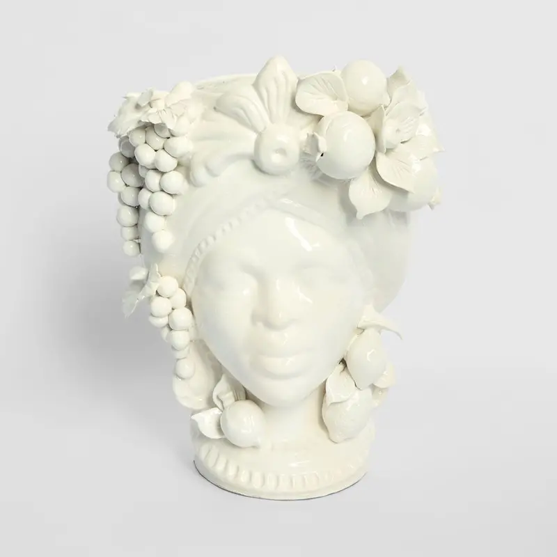 White Sicilian Moro Queen Ceramic Vase – Large 1
