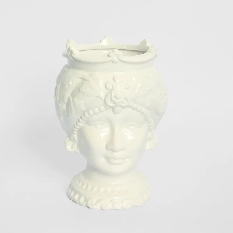 White Sicilian Moro Queen Ceramic Vase – Small 1