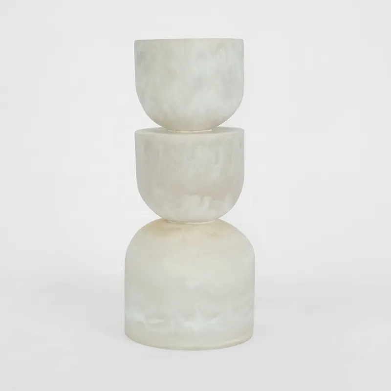 White Swirl Resin Halo Sculptural Accent Piece 1