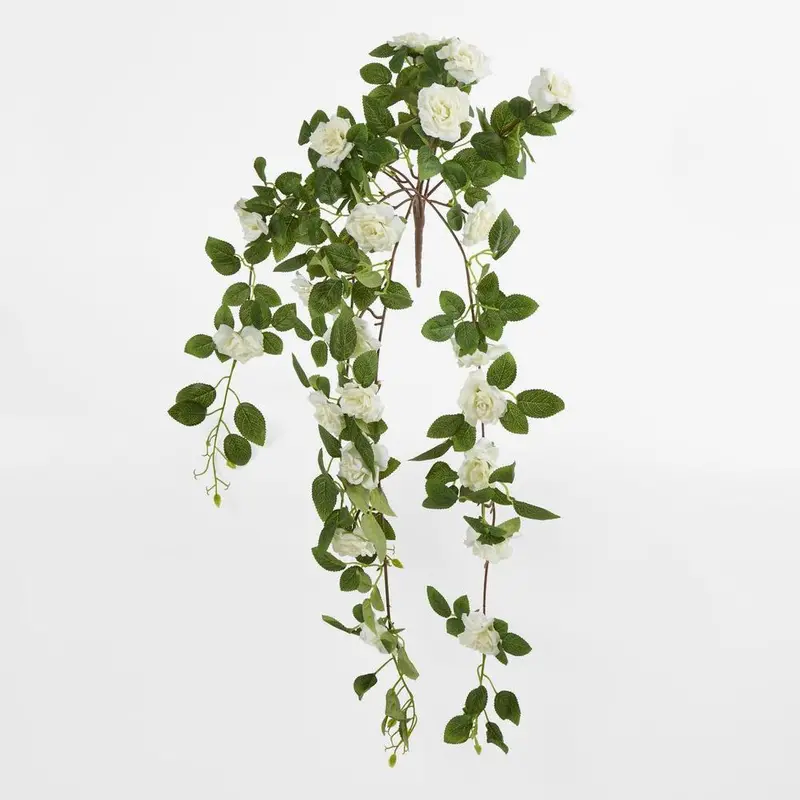 White Trailing Rose Spray – Hanging Floral Accent 1