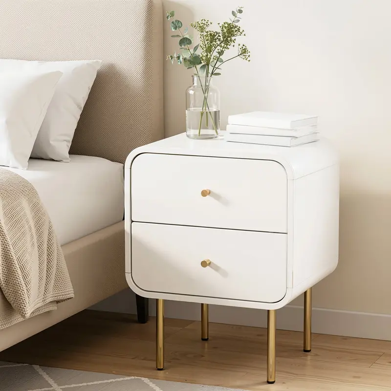 White Two-Drawer Bedside Table – Minimalist Nightstand For Small Spaces 1
