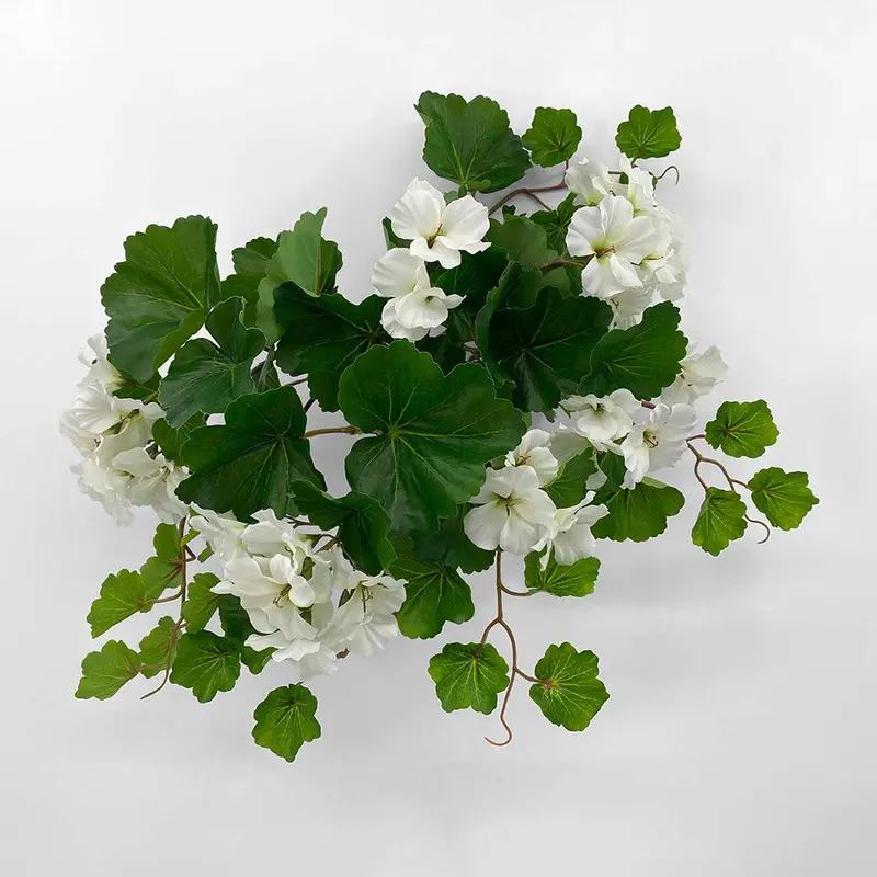 White Uv-Stabilized Trailing Geranium Bush – Lifelike Hanging Plant 1