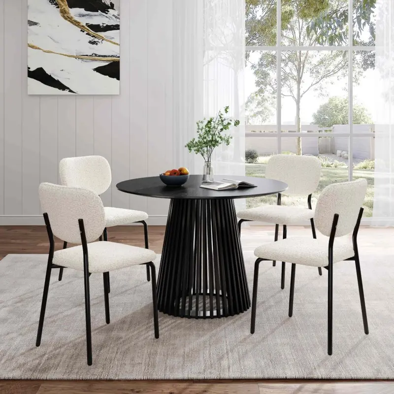 White Whisper Teddy Fabric Dining Chairs – Set Of 2 1