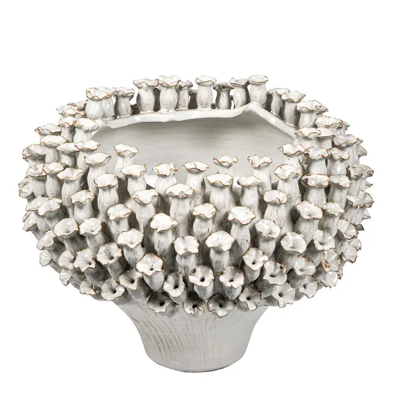 White Wide-Neck Flower Vase – Minimalist Ceramic Design 1