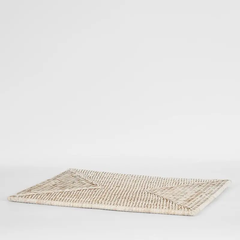Whitewashed Rectangular Rattan Placemat By Paume 1