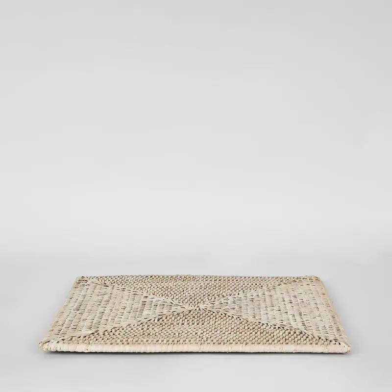 Whitewashed Square Rattan Placemat By Paume 1
